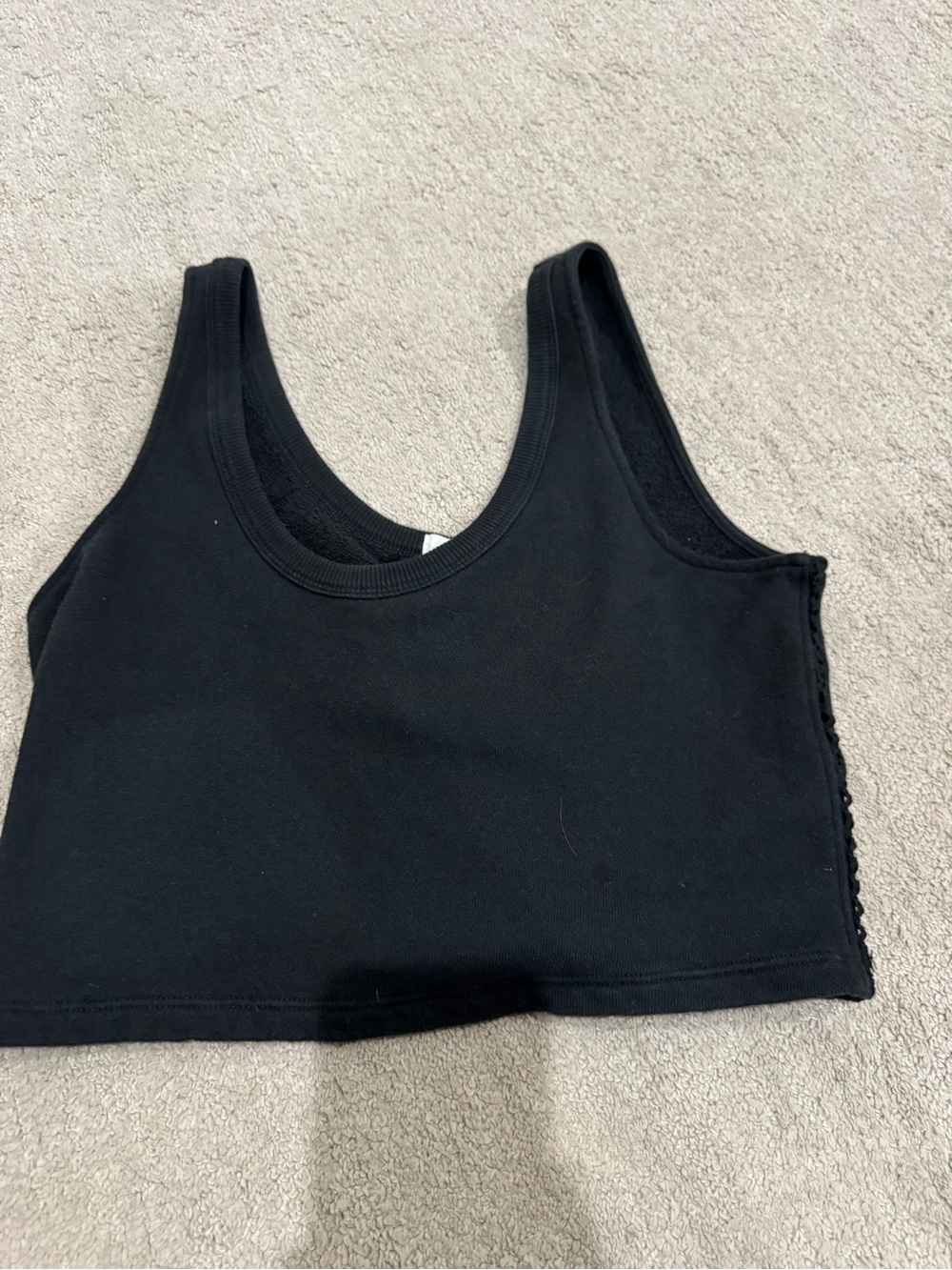 aerie Black Cropped Tank Top with Scoop Neck
